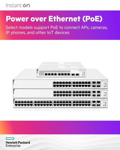 Stack of Instant On 1930 24 Port Gigabit Ethernet Switch With 24xGE PoE 195W And 4x 1G 10G SFP Plus US Cord L2 Plus Smart Switch