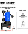 Heavy Duty Half HP Sewage Pump Be The Workhorse For Basements Submersible Ejector 6,500 GPH 2 Inch Discharge Vertical Float