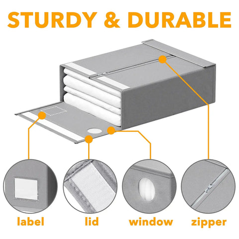 Keep Your Bedding Slick With These Foldable Sheet Organizers, 4 Pack XL Storage Folders Featuring Peek Windows For Queen And King Sets, Straight Up The Best Linen Closet Game Changer In Gray