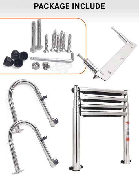Badass 4 Step Telescoping Dock Ladder For Pontoon Boats And Yachts Heavy Duty 600 Pound Capacity components and stainless steel parts