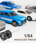 8 Piece 1/64 Scale Wheel And Tire Set With Real Riders Rims And Axles For RC Diecast Cars DIY Model Kit Silver Dope Upgrade