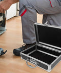 Heavy Duty Aluminum Toolbox With Secure Snap Latch And Rugged Carry Handle For Smart Hardware Organizing And Quick Load Out Outdoor Jobs Or Weekend Garage Grind, open with black interior.