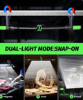 Rechargeable Mechanic Light 2-In-1 Magnetic Light Bar With Motion Sensor showing snap-on feature in green color