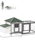 77 Inch Wooden Chicken Coop With Nesting Box And Removable Tray Outdoor Hen House With Ramp Run And Ventilated Window dimensions