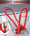 Dimensions of the Eaves Seam Bender for Roofer Pros and Metal Fab Pros with PVC insert, shown on a standing seam roof panel.