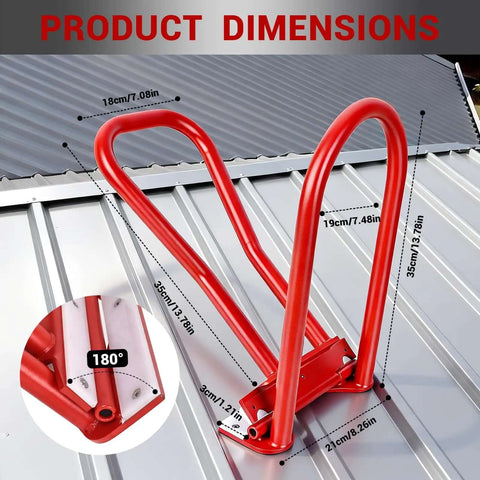 Dimensions of the Eaves Seam Bender for Roofer Pros and Metal Fab Pros with PVC insert, shown on a standing seam roof panel.