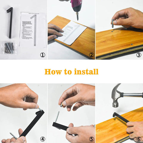 Installation guide for 5 Inch Floating Stainless Steel Address Sign With Nail Kit For Outdoors showing step-by-step instructions.