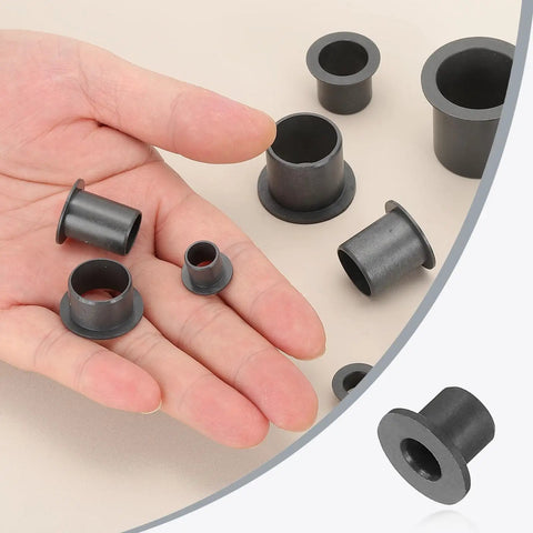 8 Pack Flanged Sleeve Bearings POM Plastic Bushings 3mm ID 4mm OD 5mm Length With 7.5mm Flange 0.7mm Thick Black Low Friction Bushing Kit