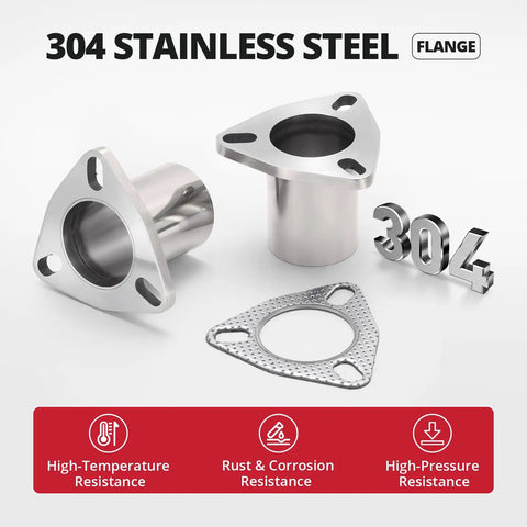 Road Ready 3 Bolt Exhaust Flange Repair Package With 304 Stainless Steel Header Pipe and Thick Gasket Set for Your Whip Quick Fix Undercarriage Swap