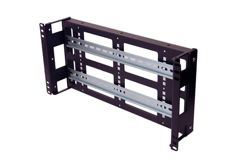 Front view of 5U Rackmount DIN Rail Panel With 3.78 Inch Low Profile Depth built from 14 gauge steel for industrial racks