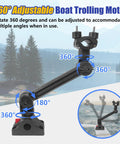 Universal trolling motor stabilizer bracket with 360° joints and quick release, Amazon EDSRDPLT side view