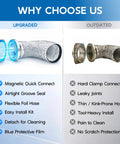 Comparison of Magnetic Dryer Vent Connector Kit with Quick Connection vs outdated version, showcasing airtight seal and design quality.