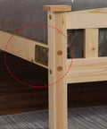 Rock Solid 4 Piece Heavy Duty Wood Bed Rail Hook Plates Universal 5 Hole Design Bed Frame Connectors Sturdy metal bracket on wood bed frame.