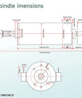 Technical drawing of Beefy 800W CNC Spindle Motor Kit 110V ER11 20000RPM Air Cooled with Mach3 Controller, showing dimensions.