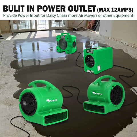 One Quarter HP Air Mover With 1000 CFM Two Speeds Drying And Cooling Fan for Carpets Floors Copper Motor Roto Mold Housing
