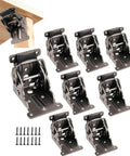 Built Tough Foldable Support Brackets With Self Locking Extension Mechanism And Full Mounting Screw Kit For Table Legs Bed Frames Workshop Bench Projects, 8 steel brackets for reliable support.