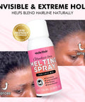 Lace Melting Spray For Glueless Wig Installs Stays Put Bonding Adhesive Wig Glue Spray For Smooth Natural Lace Blend With Your Skin Tone 1 Band And 1 Brush Included bottle with before and after hairline images