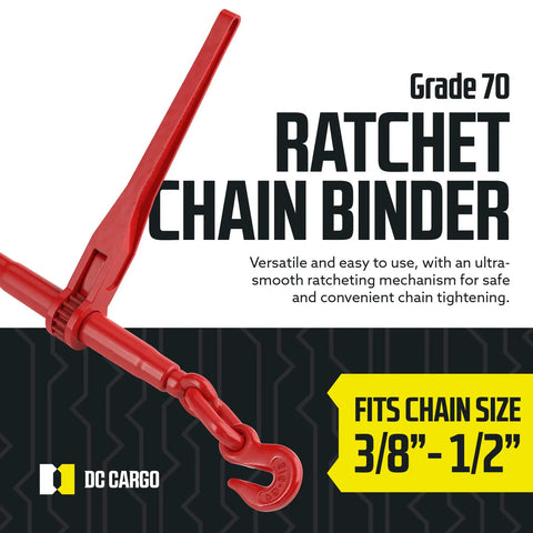 Heavy Duty Ratcheting Chain Binder Set 3/8 To 1/2 Inch Chain, 9,200 Lbs Working Load Limit, Pack Of 2, Built Tough For Secure Transport