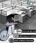 Heavy Duty Office Chair Wheels Replacement With Brawny Rubber Casters For Rollin Smooth As Butter On Hardwood Or Carpet Floors Scratch Proof Steel Core Rolling Pins That Kick Out Chair Mats And Keep Your Desk Setup Slidin Easy Daily in an office setting.