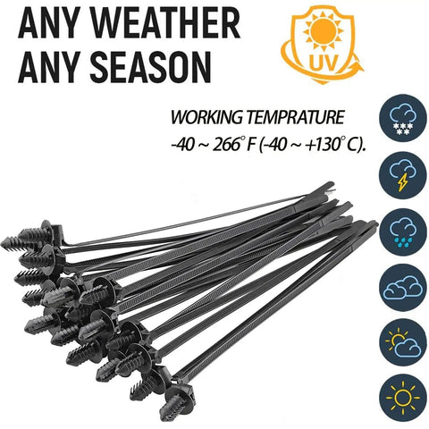 80 Pack Nylon Push Mount Cable Ties 8.3 Inches Long 0.18 Inches Wide Heavy Duty Self Locking UV Resistant Assorted Black For Indoor Wire Tying And Cable Management At Home Garage And Office