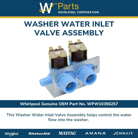 Genuine OEM Washer Water Inlet Valve Assembly Replacement Part WPW10356257 Replaces W10352254 W10336721 W10337338 W10356257