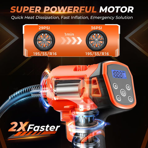 Tire Inflator Portable Air Compressor Cordless 21V Handheld Pump With Digital Pressure Gauge Rechargeable Battery Quick 160 PSI