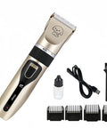 Hassle-Free Rechargeable Electric Hair Clippers For Dogs And Cats with four guide combs and cleaning tools.