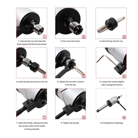 Step-by-step instructions for using JTLB J46 Self Reversing Tapping Chuck With 2MT And 3MT Shanks for drilling.
