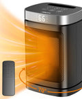 Portable 1500W PTC Space Heater With 70 Degree Rotating Head, Remote Control, Modern Silver Design, Quick Indoor Heating