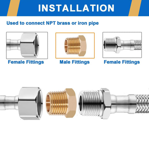 Three Quarter Inch MPT To One Quarter Inch FPT Brass Reducer Hex Bushing Four Pack Pro Grade Heavy Duty Solid Brass Pipe Fitting Adapter For Plumbing Air Compressor Fuel And Pneumatic Systems installation guide