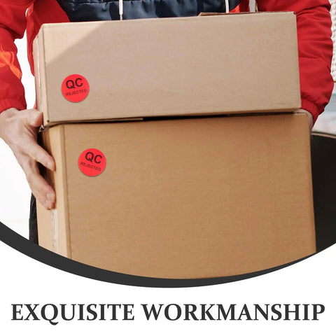 Round QC Labels 1 Roll Must-Have High-Contrast Quality Control Stickers With Peeling-Resistant Coated Paper Adhesive For Production Testing, Warehouse Supplies, Inventory, And Quality Assurance on boxes