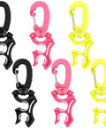 Six Piece Dive Double Hose Clip Set For Scuba Snorkeling Gear Durable BCD Hose Holder Clips In Black, Yellow, Red With Snap Hooks
