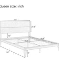 Queen Size Bamboo Platform Bed Frame With Tall Headboard Packed With Upgraded Metal Support Legs For Unbreakable Stability And A Sleek Rustic Look That Brings Badass Vibes To Your Bedroom While Keeping Things Solid As A Rock With Ease dimensions diagram