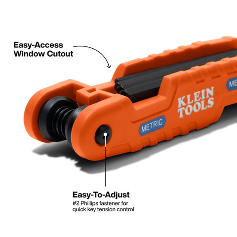 Pro Folding Hex Key Set With 21 SAE And Metric Keys High Leverage Blades Two Pack Easy-access cutout and Phillips fastener