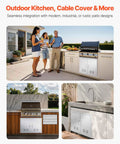 Outdoor Kitchen Access Door 30W X 21H Inches in 304 Stainless Steel double doors with vents installed in BBQ island.