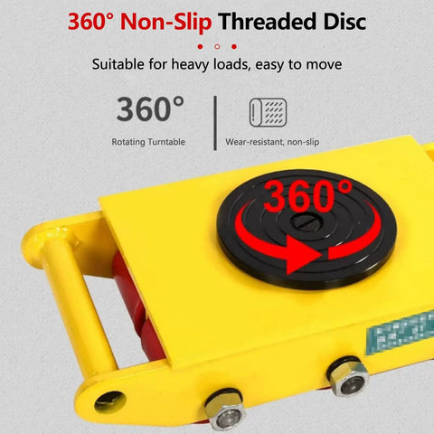 Beefy Industrial Machinery Moving Skates With 360 Degree Swivel Anti Slip Pads And Steel Wheels 12T Capacity Heavy Duty Cargo Trolley