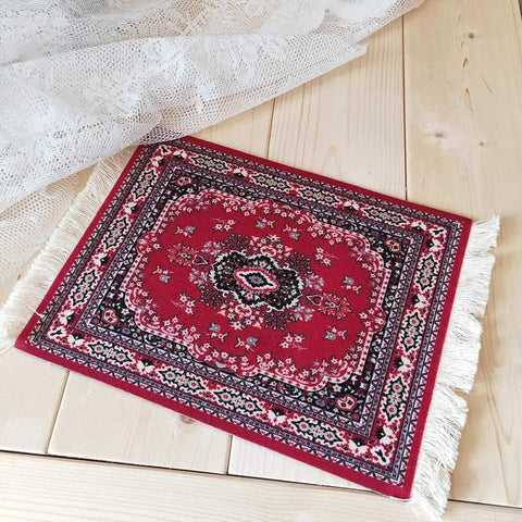 Oriental Carpet Style Dope Mouse Pad For Wireless Mice 28 By 18 Cm Desk Mat In Red Retro Rug Pattern Computer Mousepad