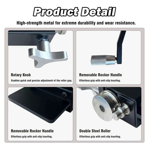 Close-up on rotary knob and removable rocker handle of Tube And Pipe Bead Rolling Tool For Five Eighth Inch And Larger Tubing Fits Aluminum Intake
