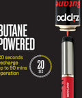 Cordless Butane Soldering Iron Kit Portable Micro Solder Torch Heat Gun with refilling process and recharge time details.