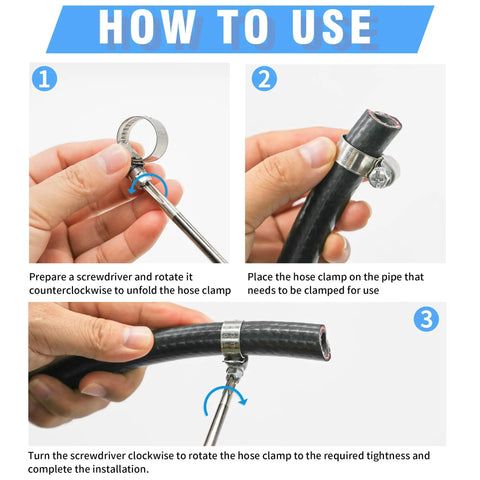 Step-by-step guide to installing the Twenty Four Pack Adjustable Stainless Steel Hose Clamps Three Quarters To One And A Quarter Inches Solid Band No Holes Heavy Duty Beefy Worm Gear For Automotive Fuel Lines Plumbing And Industrial Use.