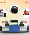 Uritue 12V DC hydraulic directional solenoid valve kit with blue BTA block and dual solenoids, orange port fittings.