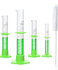 Pro Grade Glass Graduated Cylinder Set With 10ml 25ml 50ml And 100ml Sizes Plus Cylinder Brush, 3.3 Borosilicate Glass With Hex Base
