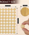 Sheet of screw hole cover stickers, size 5.7in x 8.1in, individual 0.79in yellow caps, part of 648 Piece Screw Hole Cover Sticker Set In 12 Colors.