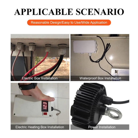 Four installation scenarios using Five Hole Nylon Cable Gland IP68 Waterproof With Adjustable Locknut For 3 To 6mm Wire Dia, 25mm Thread.