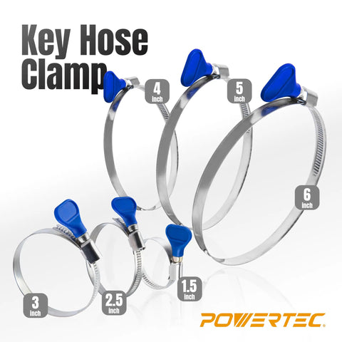 6 Inch Key Type Hose Clamps Pack Of 5 Stainless Steel Thumb Screw Adjustable in various sizes