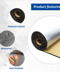 Tough As Nails Car Heat And Sound Deadening Mat Silences Road Rumble And Shields Engine Bay From Scorching Temperatures With Durable Aluminum Foil Backing for Trunk, featuring thickened waterproof material.