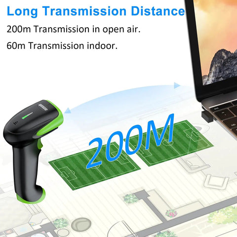 Wireless Bluetooth And USB Barcode Scanner With 2.4G Connectivity Ergonomic Handheld Reader For 2D And 1D Barcodes And QR Codes CMOS Imaging For Screen And Fuzzy Code Recognition Fast No Fuss Scanning