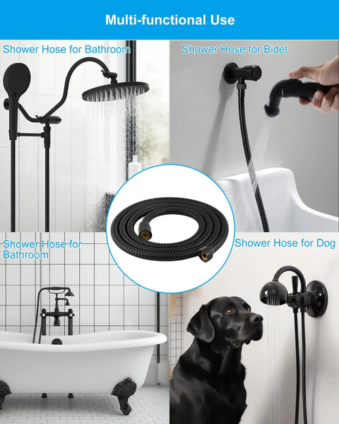 All Metal Shower Hose 90 Inch Stainless Steel Extra Long Replacement No Twist Flexible Bathroom Handheld Shower Hose Extension With Brass Insert And Nut Oil Rubbed Bronze Finish in multi-use settings for bathroom, bidet, and pet showers.
