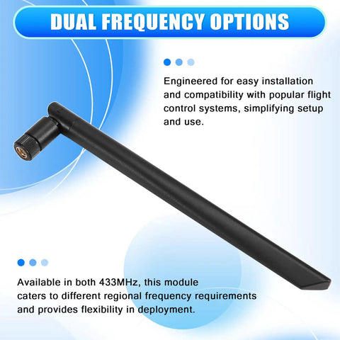 High Power 433MHz 500mW Radio Telemetry Module with antenna for air and ground data transmission in drones, dual frequency option