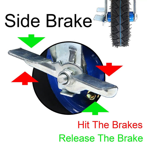 Side view of Two Pack Heavy Duty Swivel Caster Wheels With Locking Brakes showing brake mechanism and tire detail.